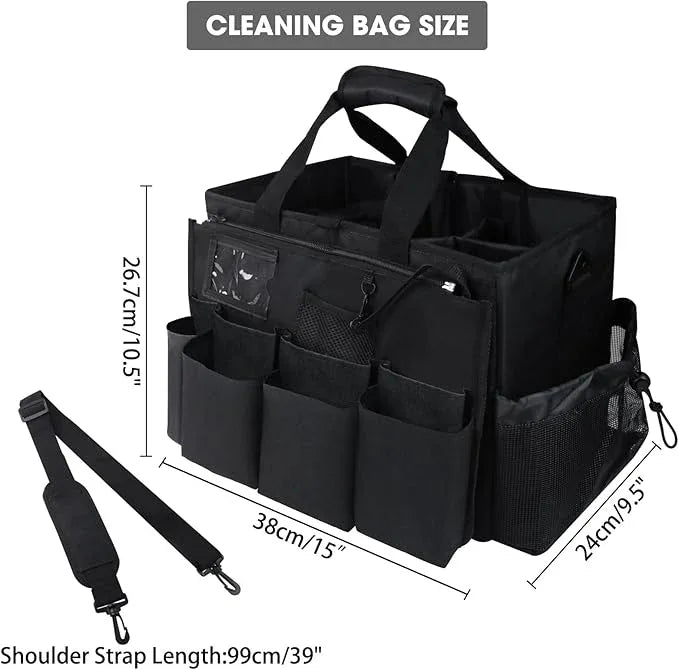 ZKOO Cleaning Bag Cleaning Caddy Organizer, Wearable Cleaning Caddy with Waist & Handles for Cleaning Tool Organizers, Extra-Large Cleaning Caddy Bag Adjustable Compartments for Housekeeping,Gardening - NeatNest