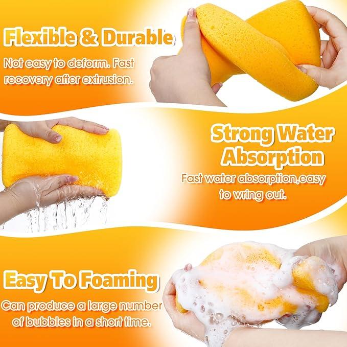 Tioncy 60 Pcs Large Sponges Bulk 7.5 x 5.5 x 1.9 Inch Grouting Car Wash Foam Cleaning and Washing Sponge Commercial Foam Large All Purpose for Cleaning Dishes Car Tile Bike (Yellow) - NeatNest