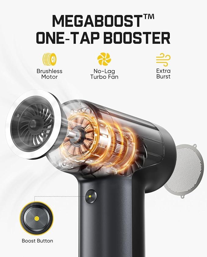 Fanttik B10 Pro Electric Air Duster, 110000RPM Brushless Motor, Compressed Air Duster, Mini Blower with One-tap Booster, 3 Gears Adjustable, Electric Duster for PC, Keyboard, Electronics and Workbench - NeatNest