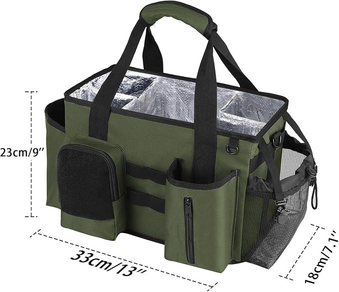 Wearable Cleaning Caddy Bag, Cleaning Organizer with Handles, Cleaning Supply Tote with Adjustable Shoulder Strap for Cleaners & Housekeeper (Green, 13.4'' x 7.3'' x 9.3'') - NeatNest