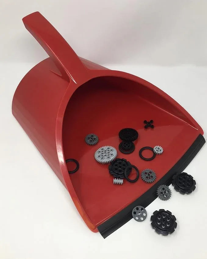 Handy Pan- RED - Large Capacity Recycled Plastic Heavy Duty Dust Pan! Made in USA! Great for Home, Shop, Garage, Waterproof, Stackable, Stands Upright. Unique Rubber Edge gets Debris in! Handypan - NeatNest