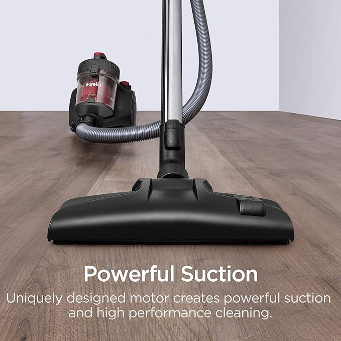 Eureka Bagless Canister Vacuum Cleaner, Lightweight Vac for Carpets and Hard Floors, Red, Whirlwind NEN110D - NeatNest