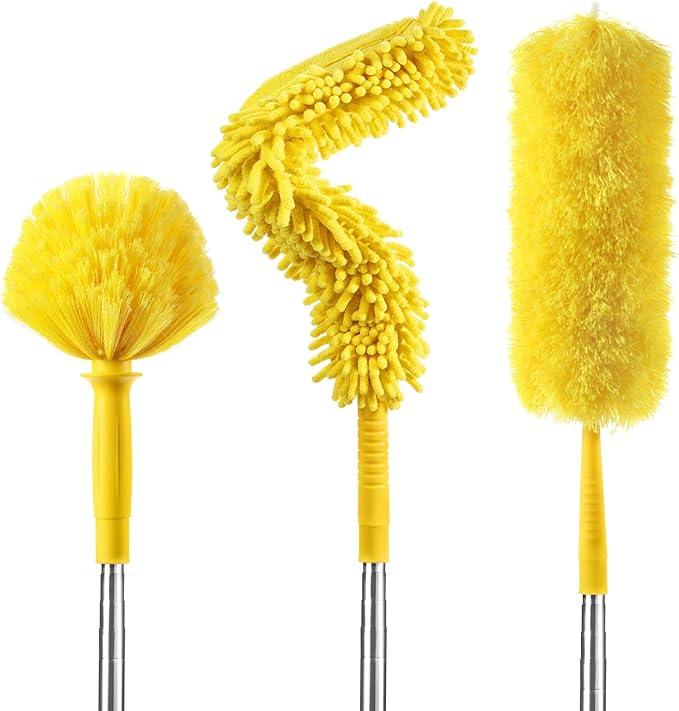 17FT Extendable Duster with 2-9 ft Extension Pole for High Ceilings, Newliton Cobweb Duster for Ceiling Fans Hard-to-Reach Areas, Long Handle Microfiber Dusting Tool for Home Cleaning - NeatNest
