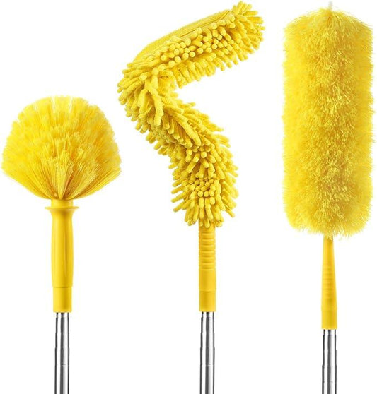 17FT Extendable Duster with 2-9 ft Extension Pole for High Ceilings, Newliton Cobweb Duster for Ceiling Fans Hard-to-Reach Areas, Long Handle Microfiber Dusting Tool for Home Cleaning - NeatNest