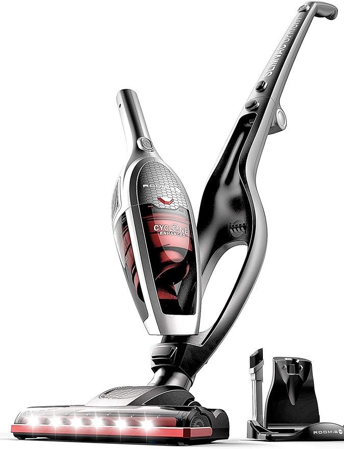 Roomie Tec SlimVac Cordless Vacuum Cleaner for Home – 2200mAh Battery, High Suction Power, Lightweight 2-in-1 Handheld with Bagless Filter, 6 LED Headlights and Auto Recharge Station - Vincent - NeatNest