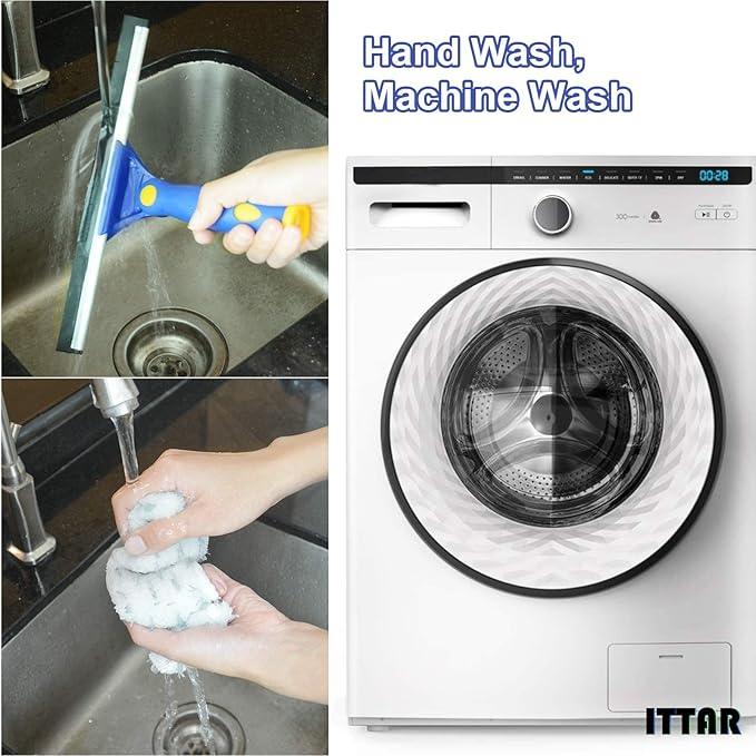 ITTAR Window Squeegee with 2 Sets Stainless Steel Pole, Squeegee Cleaning Tools with Microfiber Pads, 60"-72" Telescopic Window Washing Kit, Professional Squeegee Cleaner for Home Car Outside Glass - NeatNest