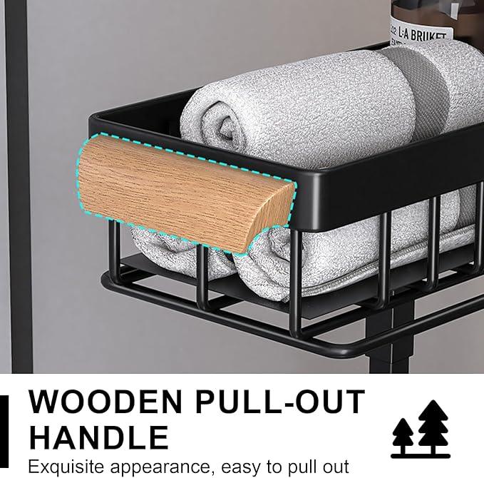 2-Tier Sliding Under Sink Organizer, L-shape Pull Out Cabinet Organizers, Multi-purpose Sink Storage Shelves, Metal Mesh Drawer Organizer for Bathroom Kitchen (Black, Pull-Up & Down Style) - NeatNest