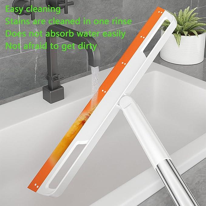 Magic Broom Multifunction Silicone Floor Squeegee, Air Broom for Floor with 56" Long Handle, 4-in-1 Rubber Sweeper for Dirt, Liquids, Pet Hair, Tile Hardwood Floors, Carpet, Living Room (Purple) - NeatNest