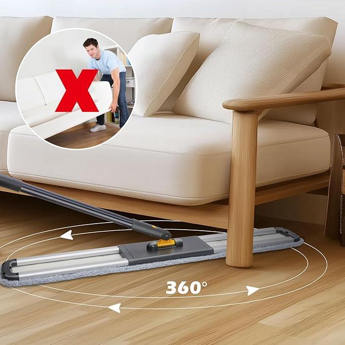 MASTERTOP Commercial Mop, 36'' Large Dust Mop,Heavy Duty Industrial Push Mops with 3 Reusable Microfibre Pads & 62'' Adjustable Handle for Home,Hotel,Mall,Warehouse - NeatNest