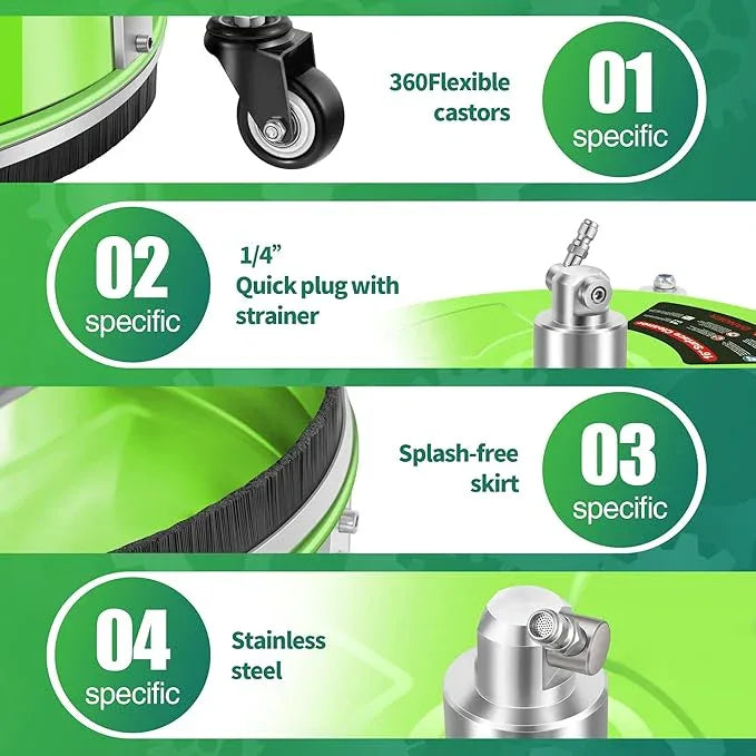 16'' Pressure Washer Surface Cleaner with 4 Wheels - Stainless Steel Surface Cleaner for Pressure Washer Attachment for Concrete, Driveway, Patio, Sidewalk, Deck and Driveways - NeatNest