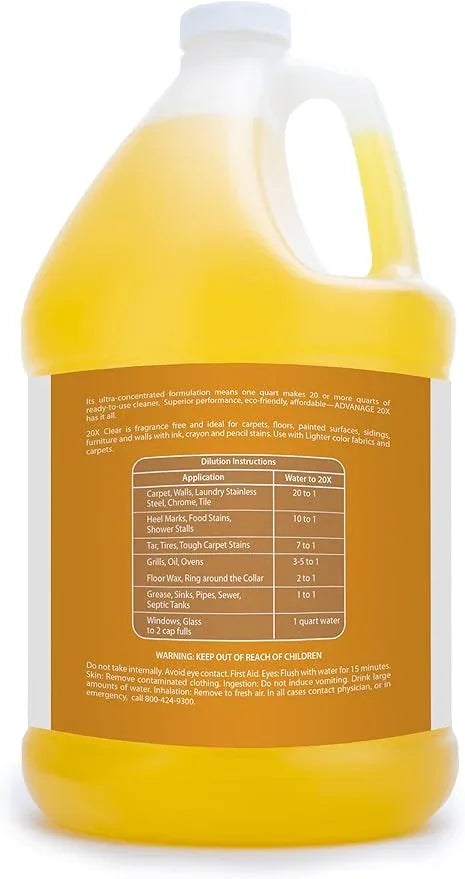 Advanage 20X Cleaner Concentrate Refill 128 oz | All Purpose Multi-Surface Cleaning Concentrate | Replace Every Household Cleaner | Natural and Citrus Scent, Human-Safe Cleaner USA Made - NeatNest