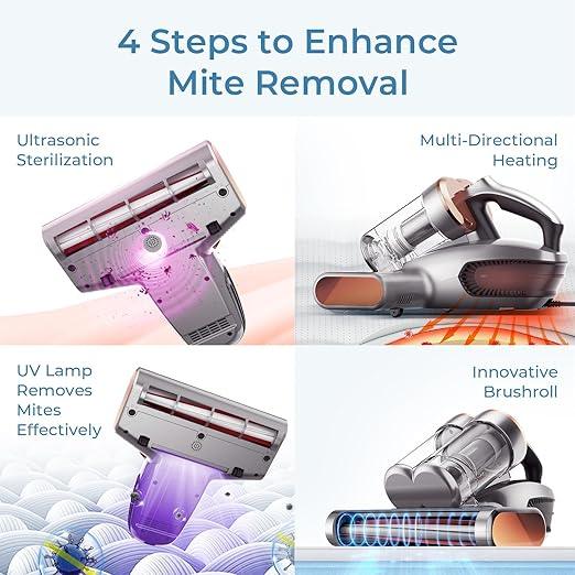 JIGOO S300 PRO Mattress Vacuum Cleaner with UV & Ultrasonic and High Heating,Anti-allergen Powerful Handheld Vacuum for Bed,Sofa - NeatNest