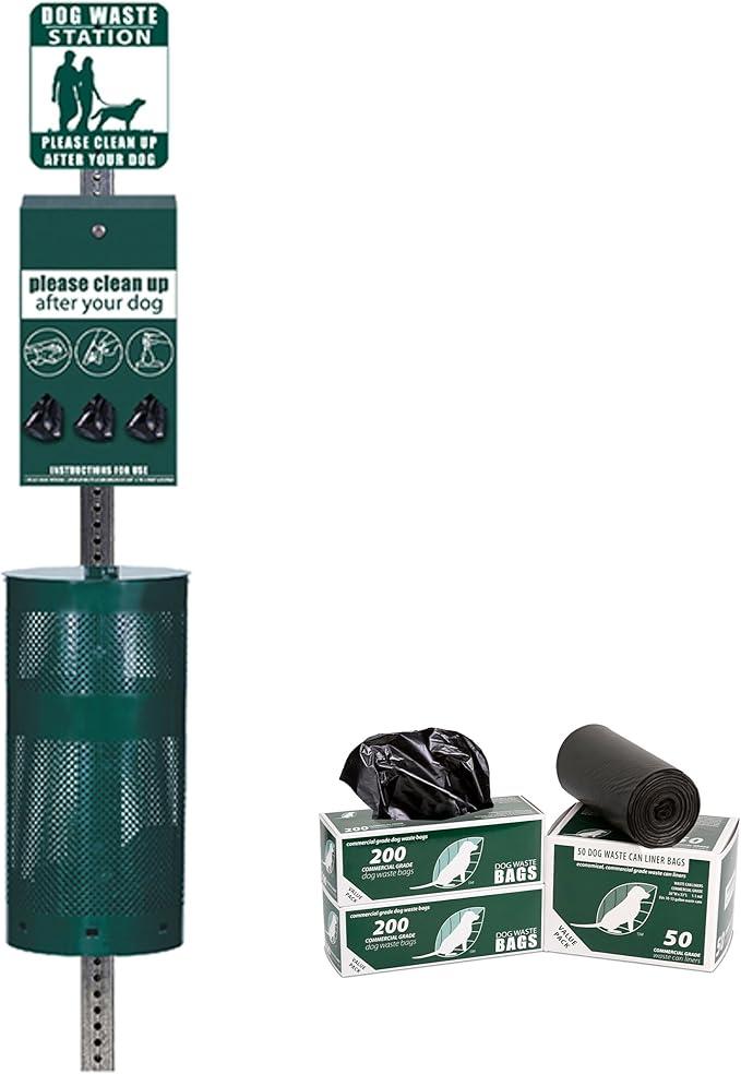 ZERO WASTE USA - Rust Proof Aluminum Dog Waste Station - Free 400 Waste Roll Bags & 25 can Liners - 10-Year Warranty - Over 500k Sold in USA (Green) - NeatNest