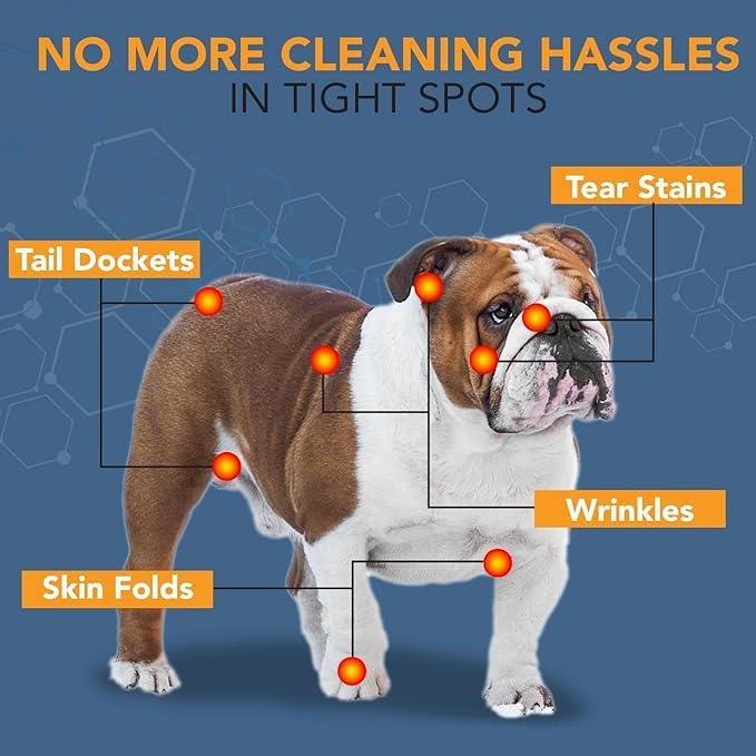 NOVEHA 240PCs - Wrinkle XL Wipes for Dogs | Wipes for Bulldog, French Bulldog, Pug, English Bulldog – Wipes for Multiple Areas Removes Dirt, Wrinkles, Folds, Tear Stain, Tail Pockets & Paws (2Pack) - NeatNest