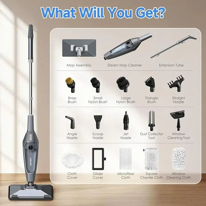 SENMO Steam Mop, 14-in-1 Detachable Steam Cleaner for Home and Floor, 1300W 228°F Deep Cleaning MultiPurpose Floor Steamer with 14 Attachments for Hardwood Floors, Tile, Grout, Furniture, Carpet, Wall - NeatNest