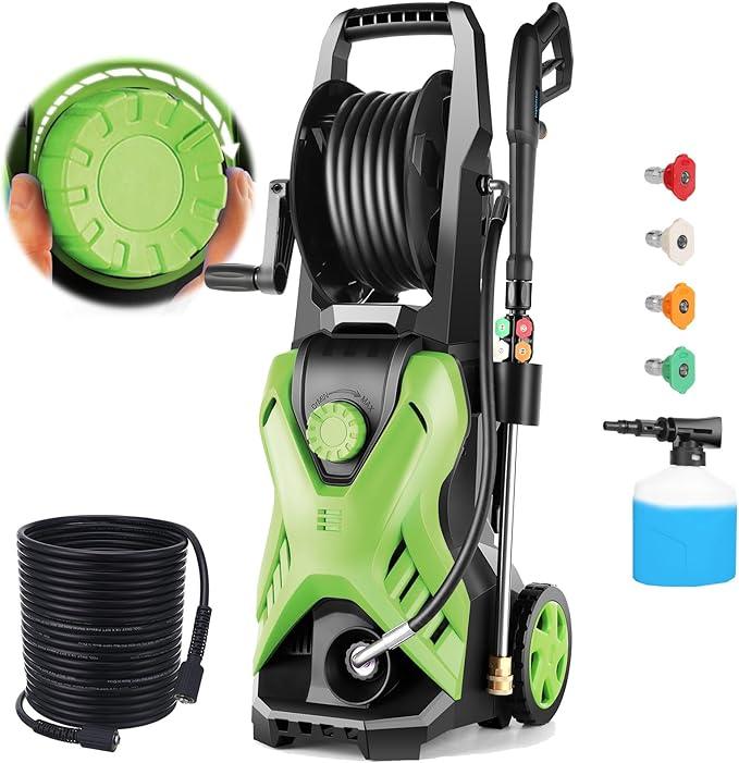 5000PSI Pressure Cleaner Power Cleaner with 33FT Hose, 4 Nozzle and 500ML Foam Cannon, Cleaner Machine for Home, Car Washing, Fence Cleaning, Patio, Green - NeatNest