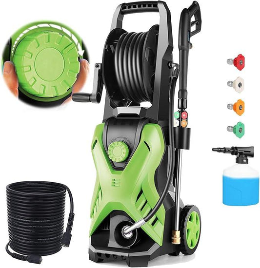 5000PSI Pressure Cleaner Power Cleaner with 33FT Hose, 4 Nozzle and 500ML Foam Cannon, Cleaner Machine for Home, Car Washing, Fence Cleaning, Patio, Green - NeatNest