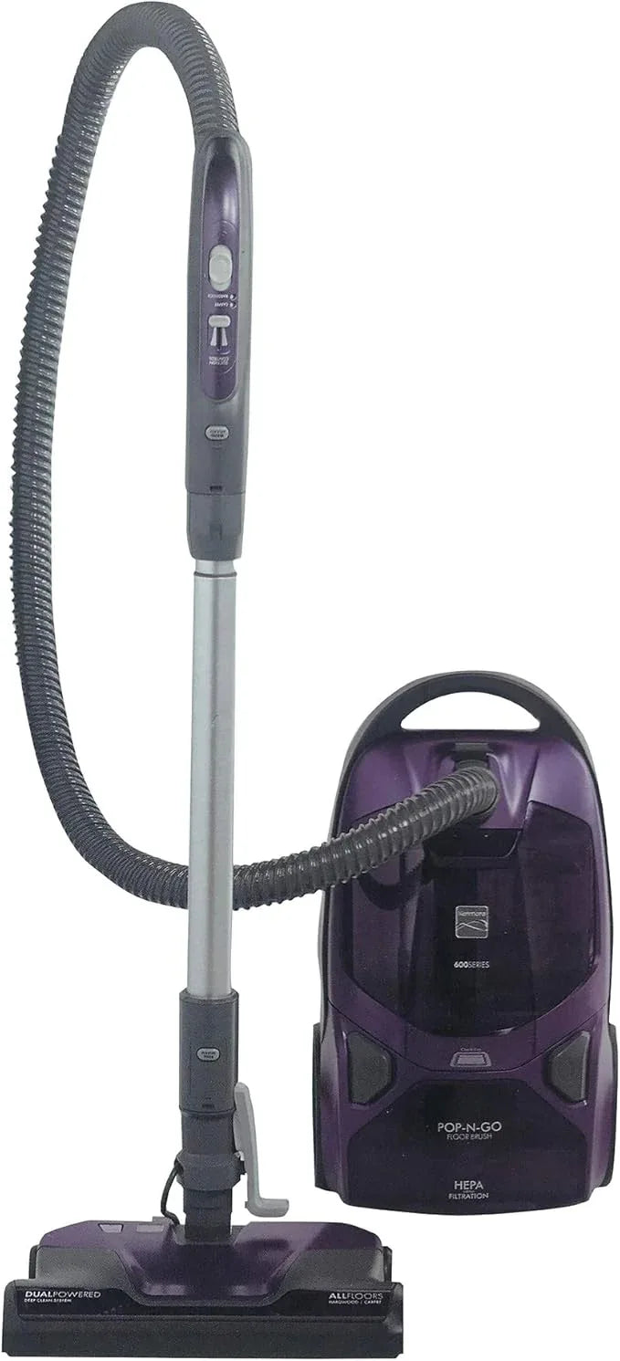 Kenmore 81614 600 Series Pet Friendly Lightweight Bagged Canister Vacuum with Pet PowerMate, Pop-N-Go Brush, 2 Motors, HEPA, Aluminum Telescoping Wand, Retractable Cord, and 3 Cleaning Tools-Purple - NeatNest