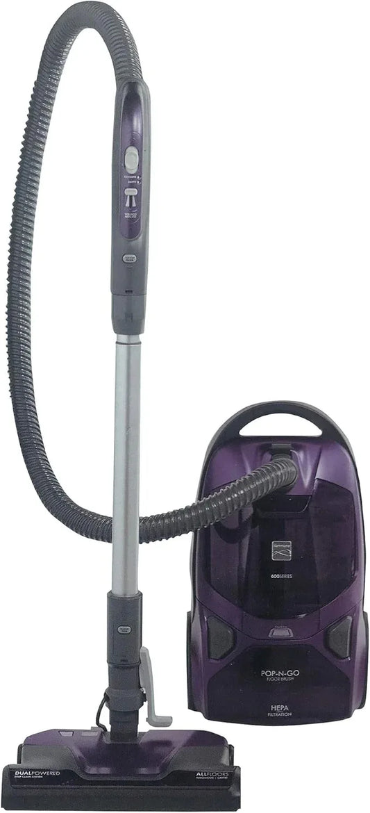 Kenmore 81614 600 Series Pet Friendly Lightweight Bagged Canister Vacuum with Pet PowerMate, Pop-N-Go Brush, 2 Motors, HEPA, Aluminum Telescoping Wand, Retractable Cord, and 3 Cleaning Tools-Purple - NeatNest