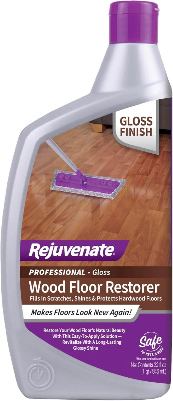 Rejuvenate Professional Wood Floor Restorer Fills Scratches, Shines And Protects Wood Flooring For A High Gloss Shine, 32 Ounces - NeatNest