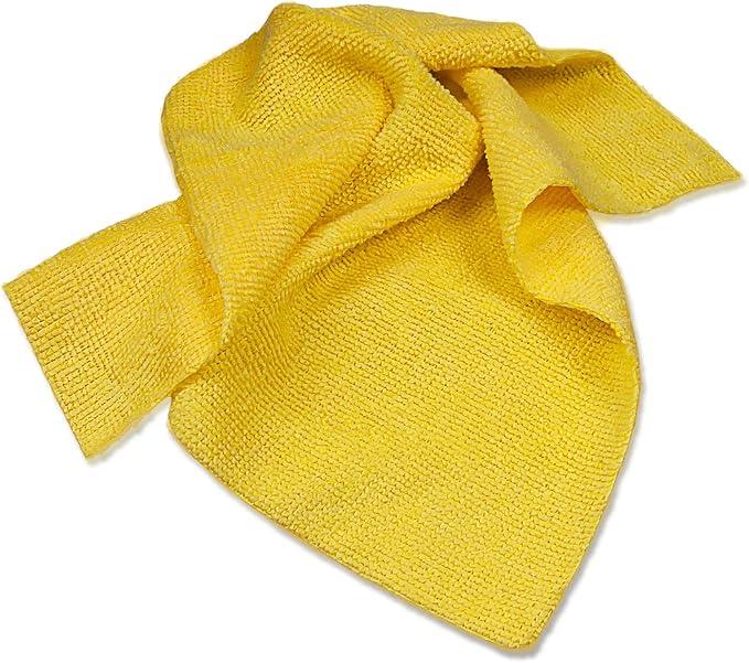 Eurow 200GSM Microfiber Cleaning and Drying Cloths with Dispenser Box, Reusable, Streak-Free, Scratch-Free, Ultra Absorbent, Edgeless for All Surface Types, 12x12in, 50-Pack, Yellow - NeatNest