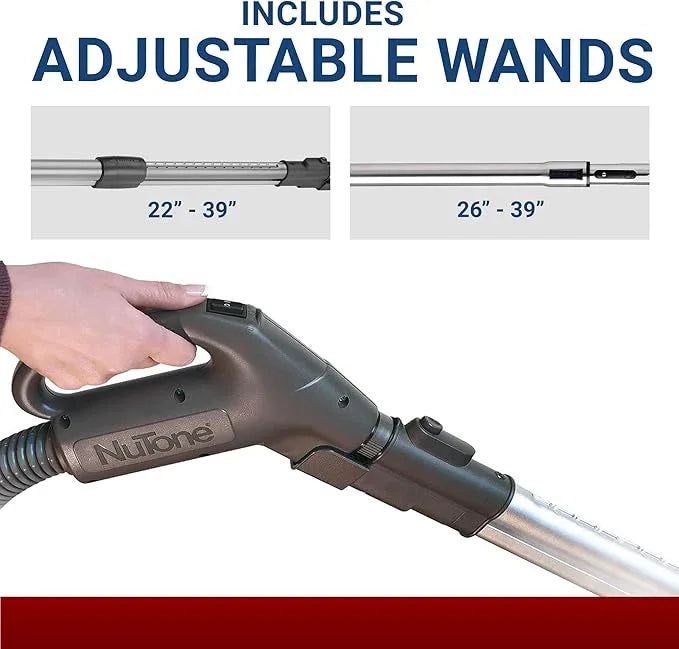 Central Vac Carpet & Bare Floor Electric Direct Connect Attachment Set for Cleaning Carpets, Hardwood Floors, Furniture & Draperies - 30FT Hose, Twist & Turn Brush, Electric Brush, Wands & Storage Bag - NeatNest
