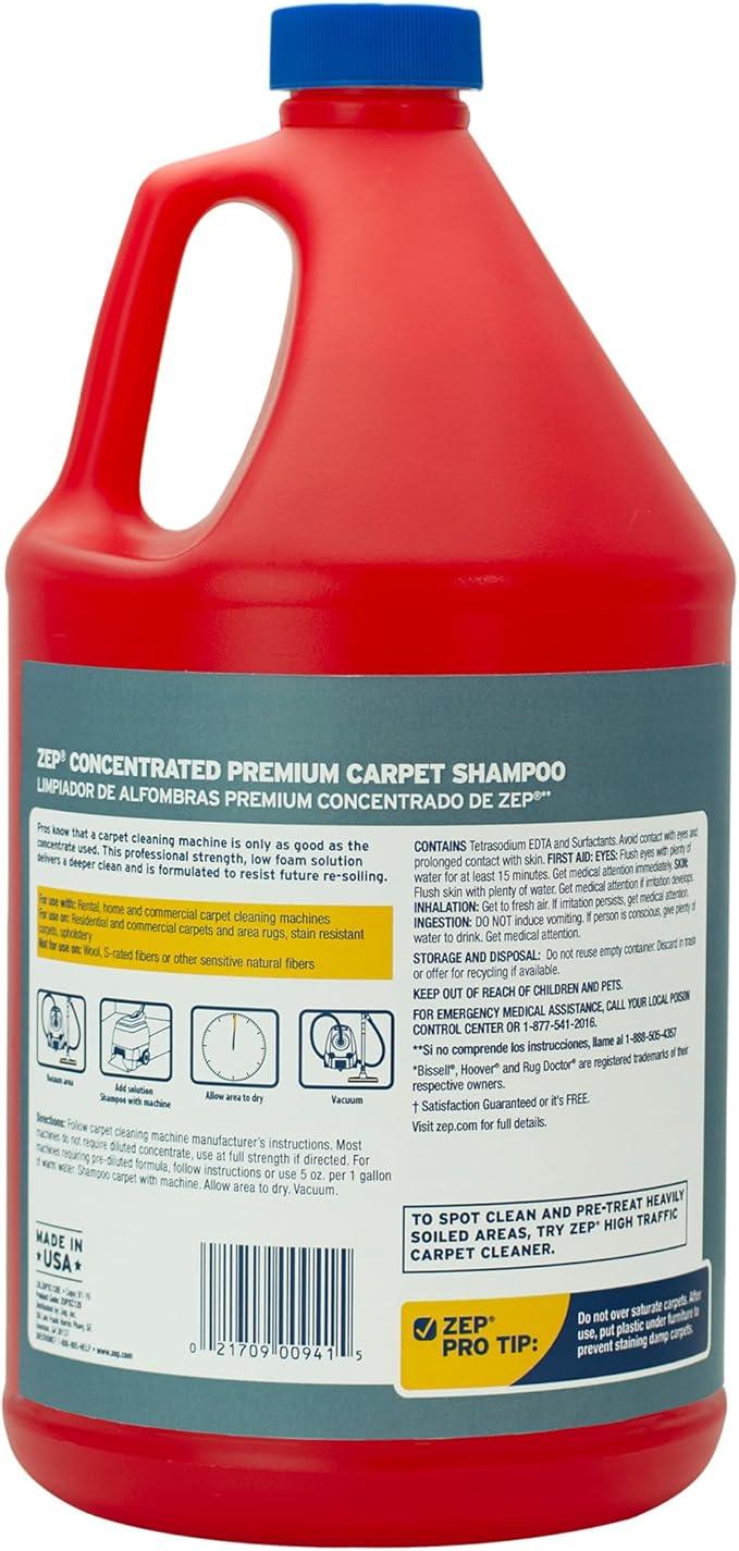 Zep Premium Carpet Shampoo - 1 Gal (Case of 4) - ZUPXC128 - Deep Cleaning and Stain Removal, For Carpet Machines - NeatNest