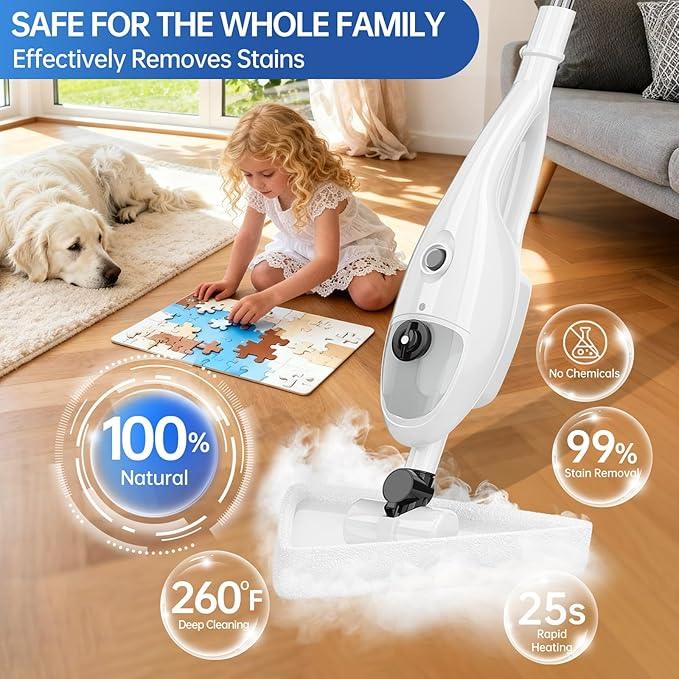 15-in-1 Steam Mops with Detachable Handheld Steamer, Multipurpose Steam Cleaner Mop for Hardwood Floors, High-Pressure 1300W Motor, 30s Fast Heat Up for Tile, Laminate, and Carpet Cleaning - NeatNest