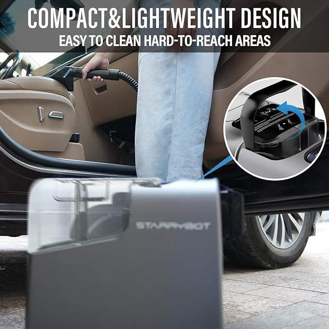 Portable Carpet Cleaner Machine with Steam and Heating Techology,18Kpa Powerful Suction with Versatile Tools for Pets, Couch,Spot Cleaner for Stairs/Furniture/Rug(Gray,3"&5"Hand Tool) - NeatNest