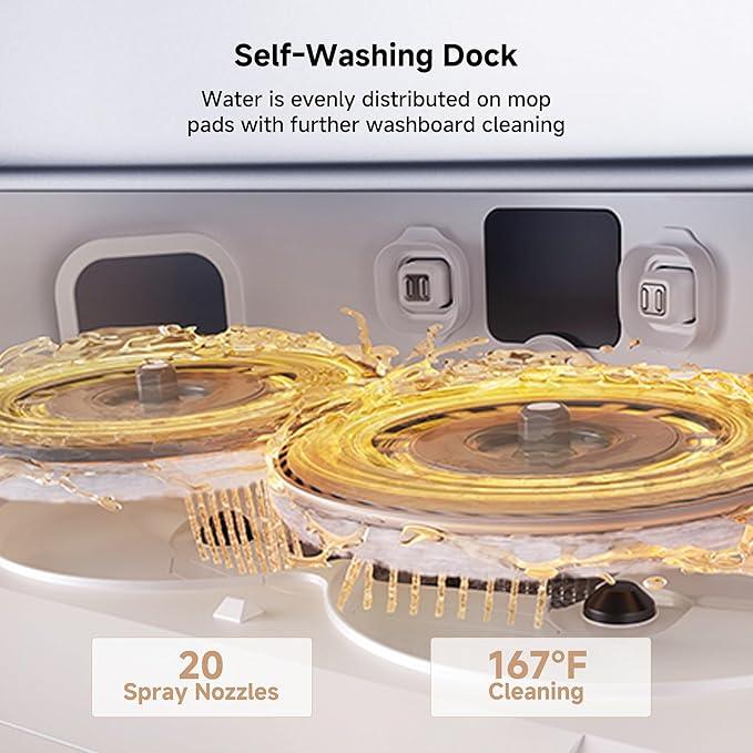 Mova P50 Pro Ultra Robot Vacuum and Mop, 19,000Pa Suction with Anti-Tangle Brush, Removable & Liftable Mop for Carpet & Floor, 167℉ Mop & Washboard Self Drying & Cleaning, Auto Empty & Refill - NeatNest