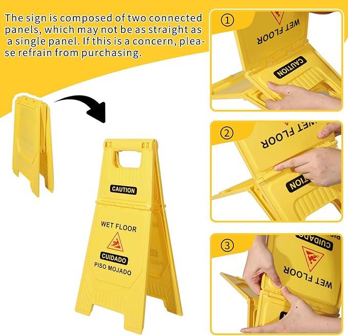 Side Press Wringer Combo Commercial Mop Bucket on Wheels, 35 Quart,Yellow, Including Wet Floor Caution Sign（24Inch） and One Industrail Mop - NeatNest