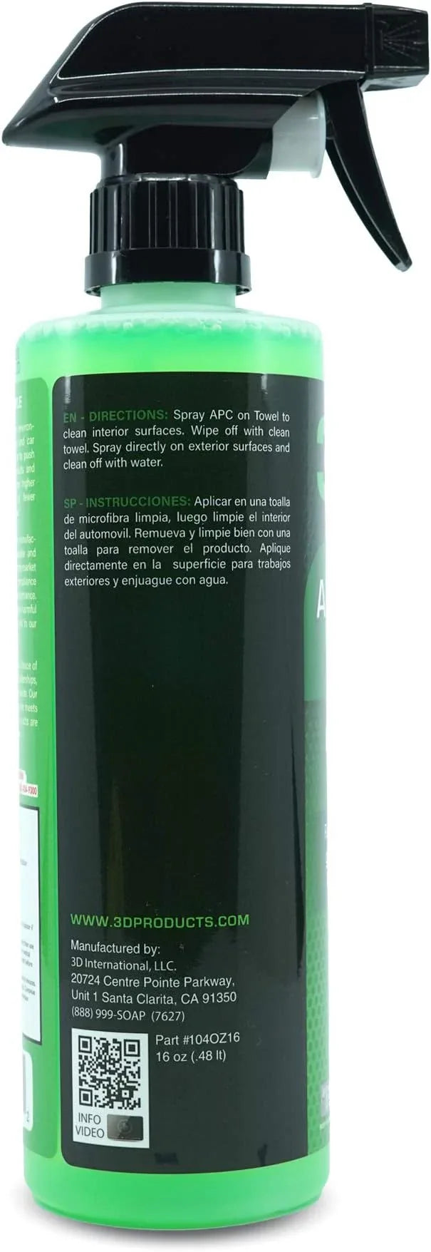 3D All Purpose Cleaner – High-Performance Interior & Exterior Car Cleaner for Vinyl, Leather, Plastic, Fabric, Carpet & More - 16 oz - NeatNest