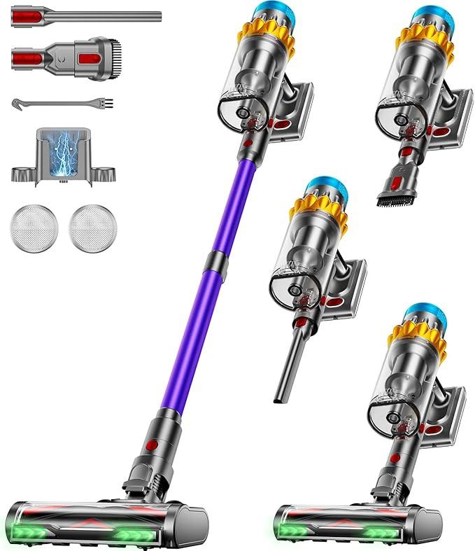 Cordless Vacuum Cleaner, 55KPA 70Min 650W Motor Powerful Vacuum Cleaners for Home, Self-Stand Cordless Stick Vacuum Rechargeable Anti-Tangle/LED Screen/1.8L Cup for Home Pet Hair/Carpet/Hardwood Floor - NeatNest