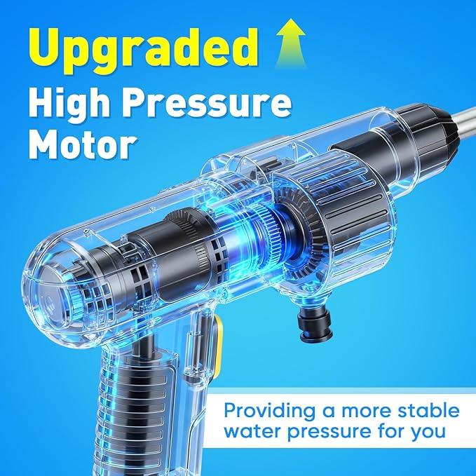 Portable Cordless Pressure Washer, 600 PSI 21V Two Rechargeable Batteries Powered Pressure Washer with Battery Level Display, 6-in-1 Nozzle with Jet Nozzles for Car Floor Wall Fence Cleaning - NeatNest