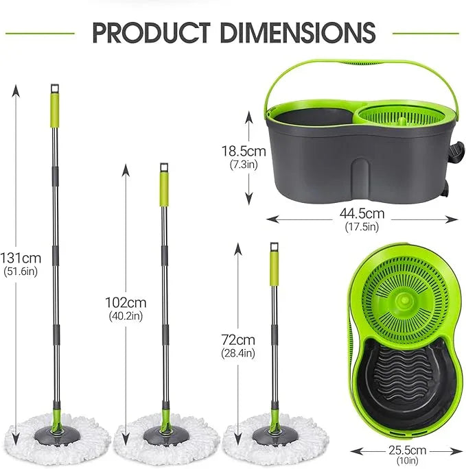 Spin Mop Bucket System,Masthome Pedal Spin Mop and Bucket with Wringer Set,EasyWring Microfiber Mop with 3 Mop Pads,360°Spinning Floor Cleaning System - Home & Office Suitable - NeatNest