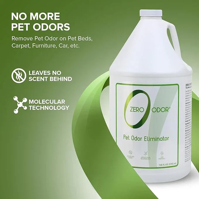 Zero Odor - Pet Odor Eliminator for strong odor, Eliminate Air & Surface Odors – Patented Molecular Technology Best For Carpet, Furniture, Beds Smell Great Again (128 Ounces) - NeatNest
