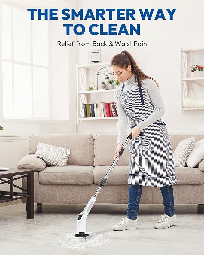 Electric Spin Scrubber for Cleaning - Upgraded Cordless Cleaning Brush Scrubber - IPX7 Waterproof Power Scrubber with 7 Brush Heads, Extended Handle and 2 Speeds for Bathroom Shower Bathtub Floor - NeatNest