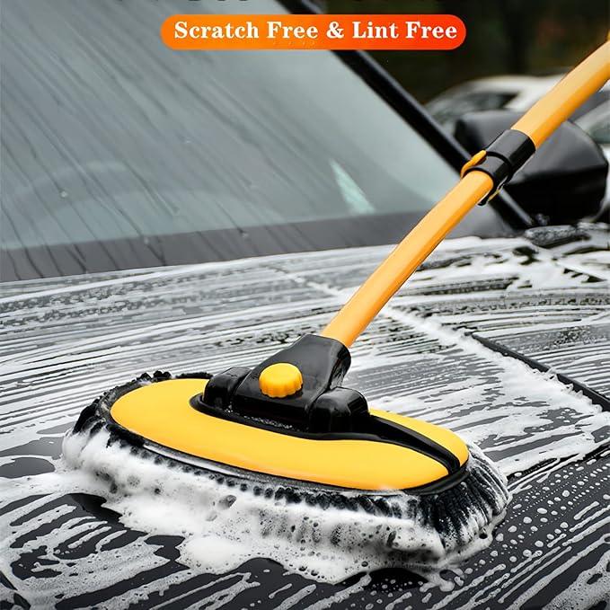 MVEQRRN Upgrade Car Wash Brush Mop with Long Handle,Microfiber Mitt Car Cleaning Supplies Kit Car Wash Kit Tools Accessories - NeatNest