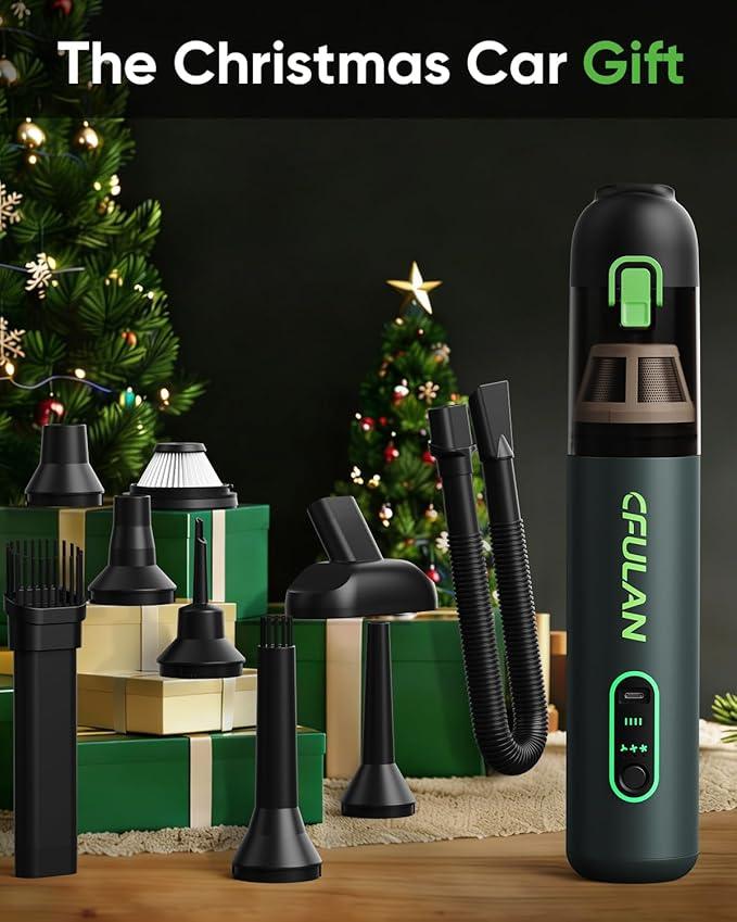 Car Vacuum Portable Cordless, 21KPa 4-in-1 Handheld Mini Vacuum Cleaner with 8 Attachments, 3 Suction Modes, One-Touch Empty, Type-C Charge, Hand Vacuum for Car, Home, Keyboard, Small Job - NeatNest
