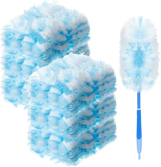 Vesici 300 Pcs Duster Refills Compatible with Swiffer Dusters Bulk Disposable Replacement Thickened with 1 Handle Heavy Duty for Cleaning, Office (Blue) - NeatNest