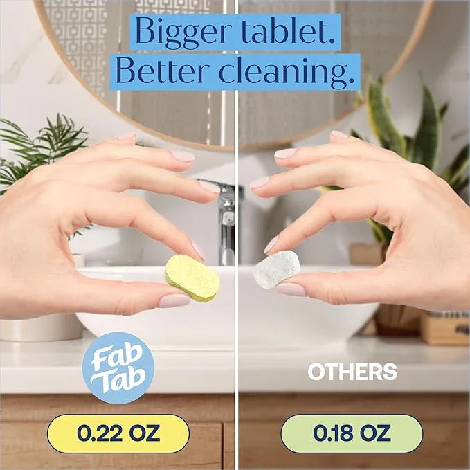 Fab Tab Tablet Cleaner, Multi-Purpose & Bathrom Cleaner for Eco-Concious Cleaning, Non Harmful & Chemical-Free Formula, Convenient Refills with 2 Glass Bottles, Luxury Hotel Scent (6 Refill Tablets) - NeatNest