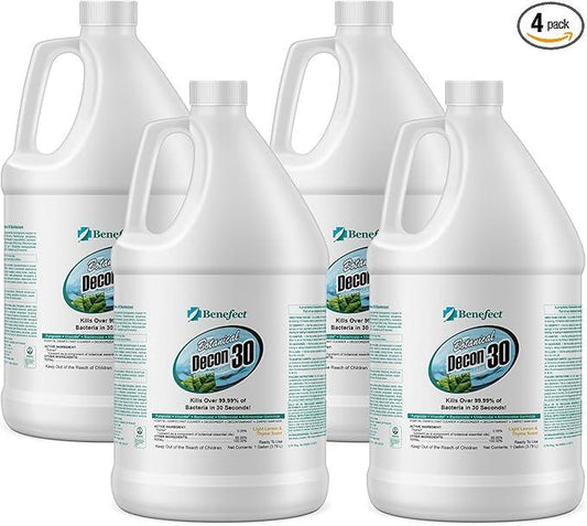 Benefect Botanical Decon 30 Disinfectant Cleaner - All Natural Formula for Effective Cleaning Power - Ideal for Restoration Jobs & Water Damage - 4 Gallons (4 Pack of 1-Gallons) - NeatNest