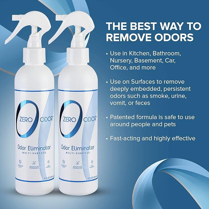 Zero Odor - Multi-Purpose Strong Odor Eliminator for Home, Office, Car, Bathroom, Hotel, Room Deodorizer, and Odor Neutralizer, 8oz Two Pack - NeatNest