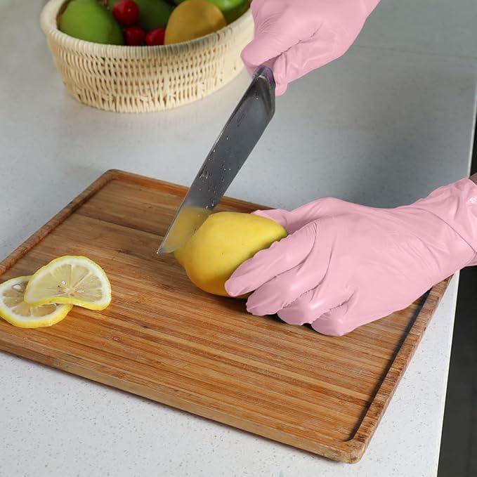 Disposable Gloves Medium, Nitrile and Vinyl Blend Material Gloves, Latex Free, 4 Mil 1000 Pc Food Grade Glove for Cleaning, Food Prep, Hair Dye, Tattoo, Pink - NeatNest