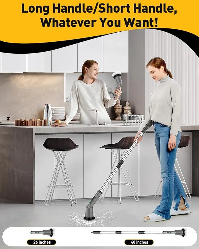 Electric Spin Scrubber for Cleaning Bathroom, Shower Scrubber Cordless Cleaning Brush with IPX7 Waterproof & 2 Speed, 3 Brush Heads, Bathroom Cleaning Supplies for Shower Tub Tile Toilet Grey - NeatNest