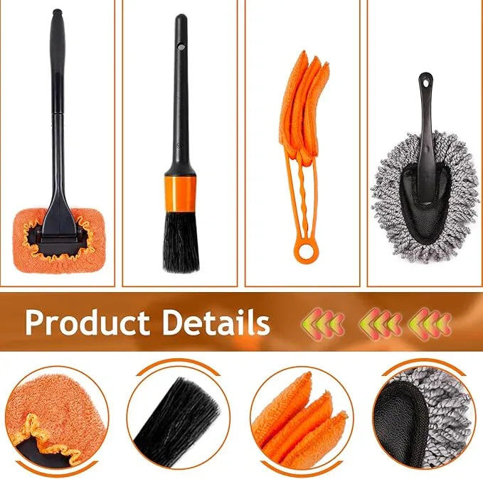 THINKWORK Windshield Cleaner Tool, Car Detailing Kit Interior, Car Cleaning Kit Interior and Exterior Detail Brush, Auto Supplies & Accessories for Men Women - NeatNest