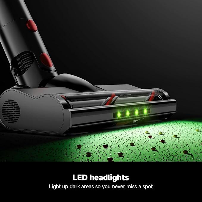 Cordless Vacuum Cleaner for Home, Powerful Stick Vacuum with Rechargeable Battery, Green Light Anti-Tangle Brush, 6-in-1 Lightweight Handheld Vacuum for Pet Hair, Hard Floor, Carpet, Red - NeatNest
