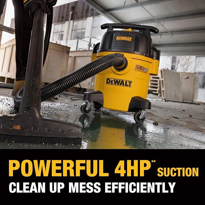 DEWALT 5 Gallon STEALTHSONIC Shop Vacuum Wet and Dry, Powerful Suction & Portable Shop Vac with Attachments, Ultra Quiet Wet Dry Vac for Home, Garage, Car, Workshop, Jobsite, DXV05P-QT, 4 Peak HP - NeatNest