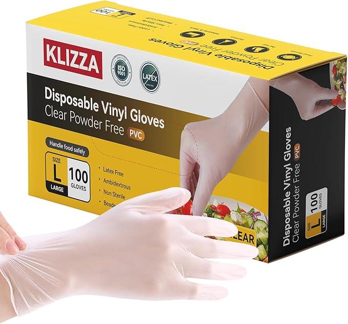 Disposable Vinyl Gloves Clear, Latex & Powder Free, Food Grade Safe for Food Prep Kitchen Cooking Cleaning Salon - NeatNest