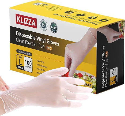 Disposable Vinyl Gloves Clear, Latex & Powder Free, Food Grade Safe for Food Prep Kitchen Cooking Cleaning Salon - NeatNest